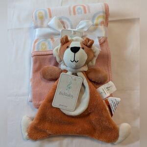 Set Of 2 Lullaby Baby Bkankets And Lovey Plush Lion Toy BNWT